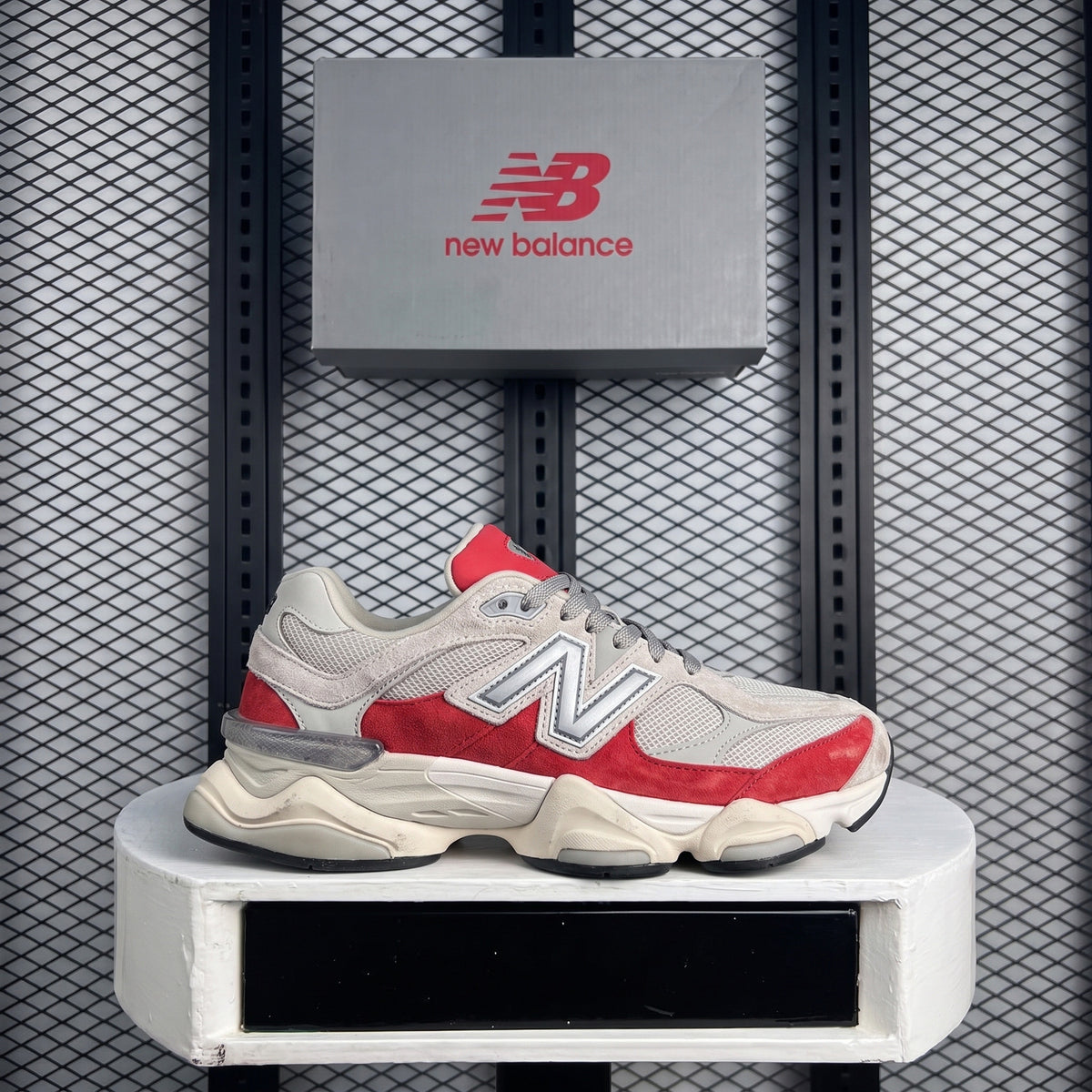 Textured textile runner in cream and red