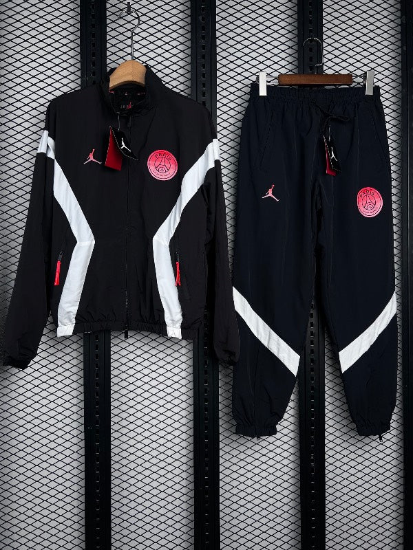 Paris Saint Germain Woven Tracksuit Black White Red