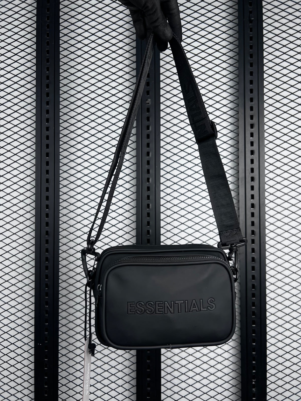 Chunky-zip matte black crossbody bag