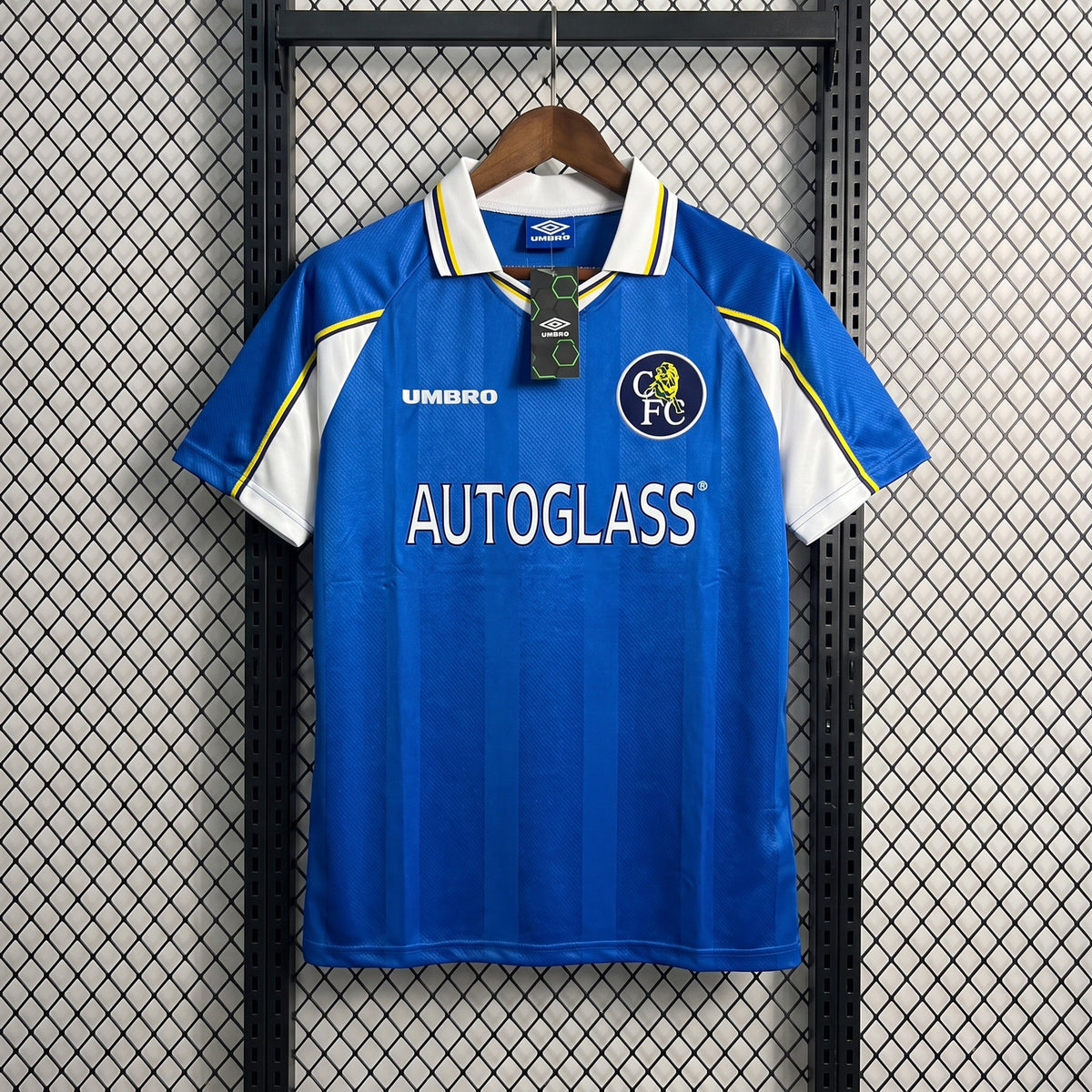 Collared athletic jersey in royal blue with white panels