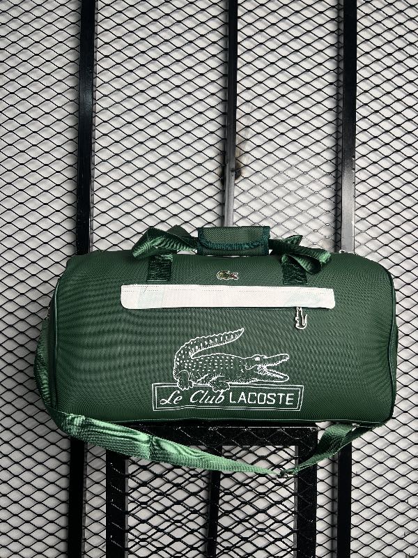 Graphic-print forest green canvas duffle bag