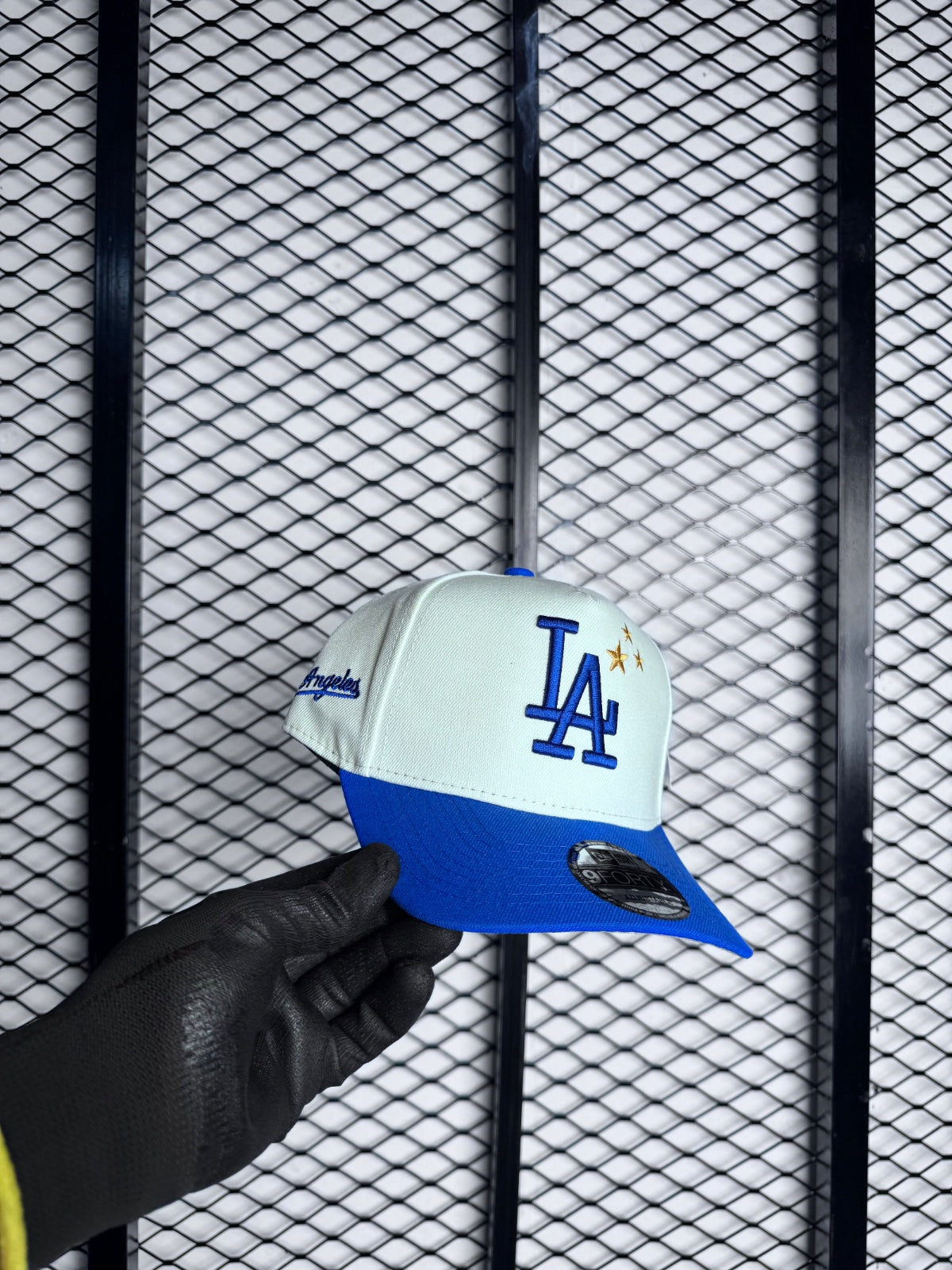 LA cap cream and blue