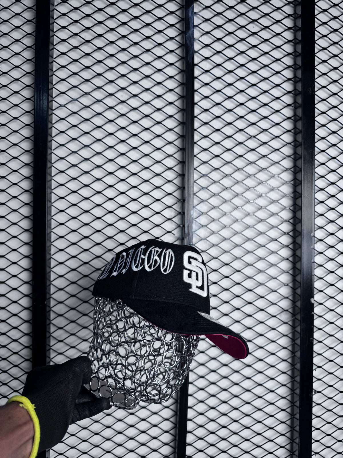 SD cap black and light blue logo white