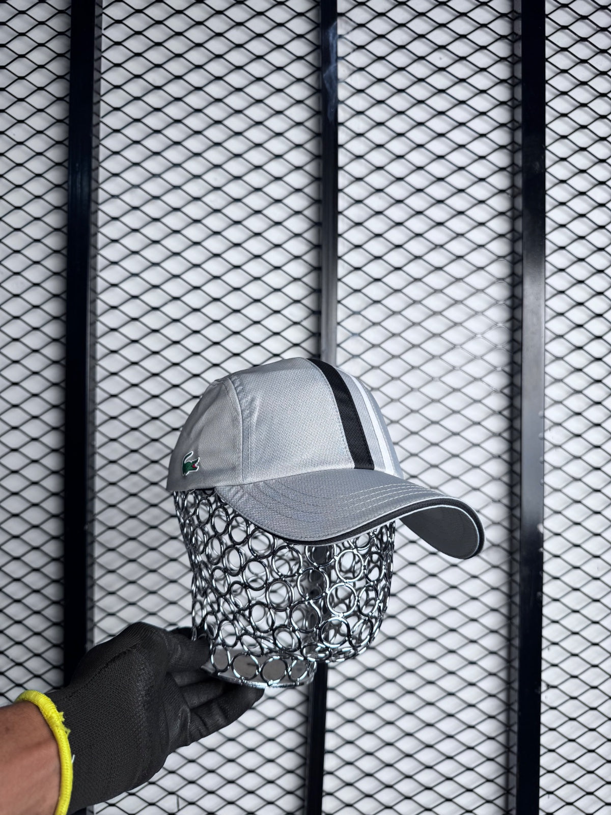 Grey cap with black line