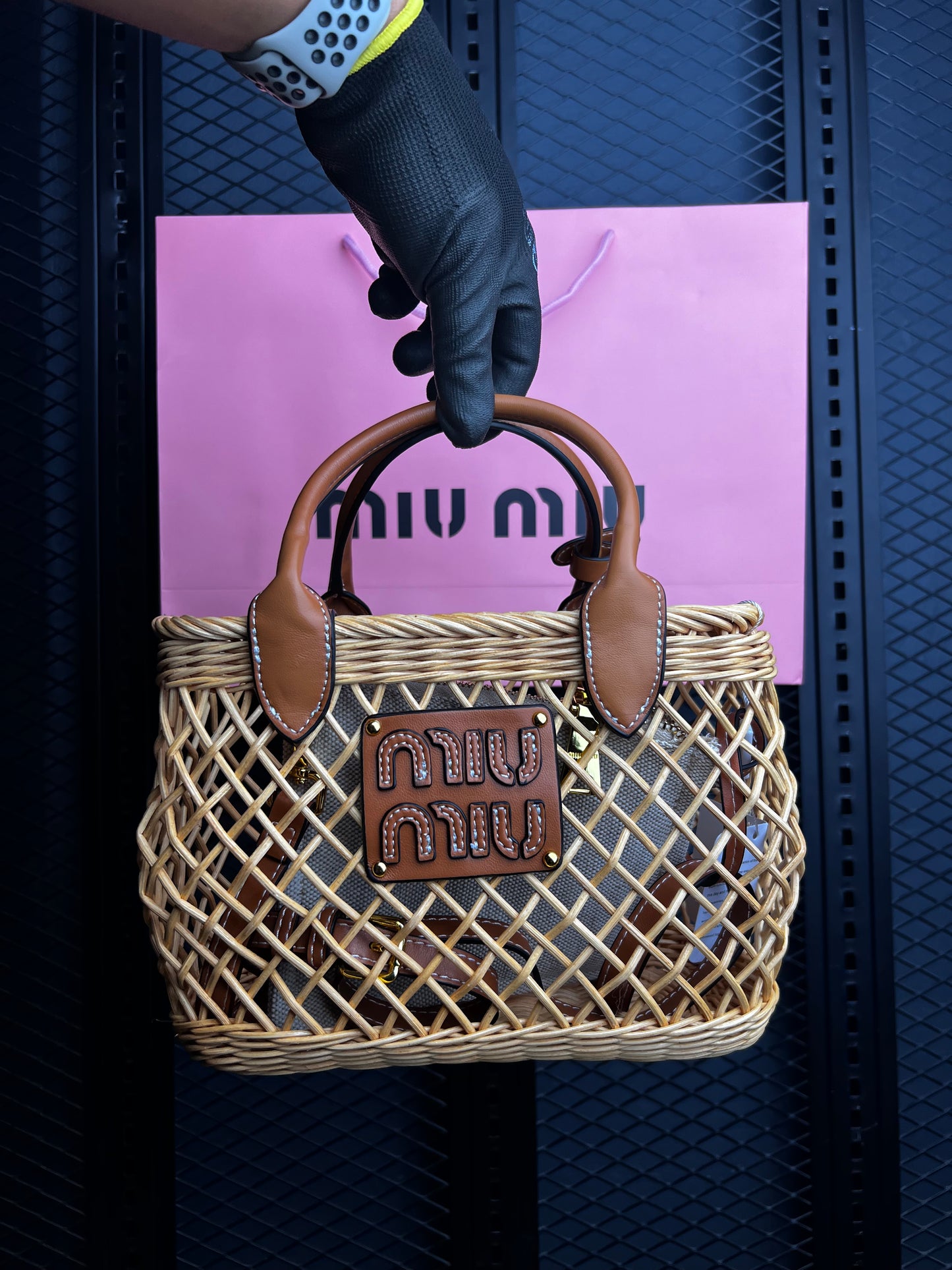 Woven Fabric Handbag x Leather Trim- Special Edition