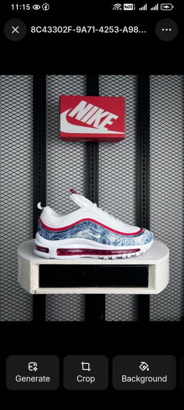 Acid-wash denim panel runner with red trim