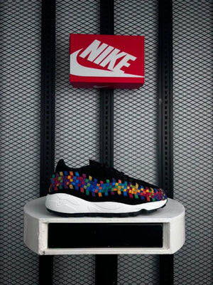 Colour-block woven textile low-top in black and multicolour