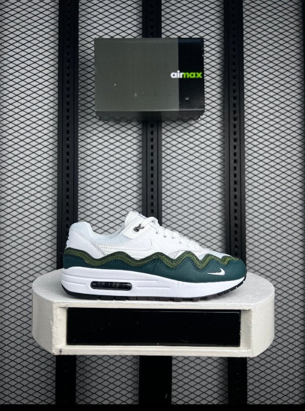 White and deep teal low-top with wavy overlay