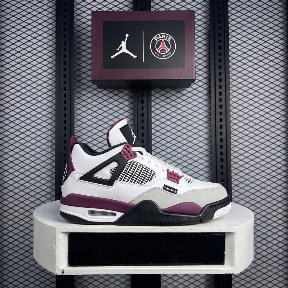 Bordeaux-accented layered leather mid-top with mesh panels
