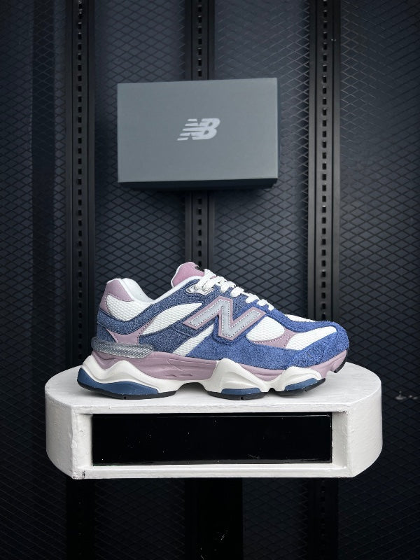 Chunky runner silhouette in washed blue and mauve