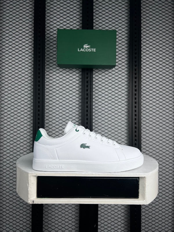Smooth leather low-top trainer in white and green101