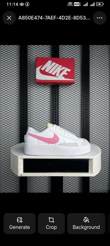 Platform-sole leather low-top in white and pink