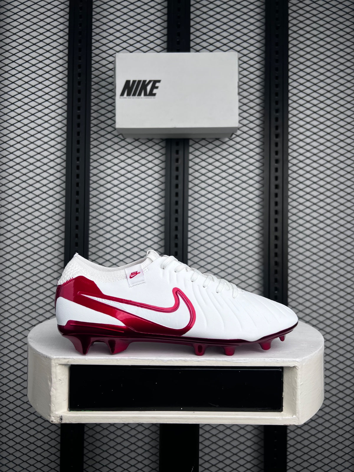 Legend Elite FG White University Red Soccer Boots