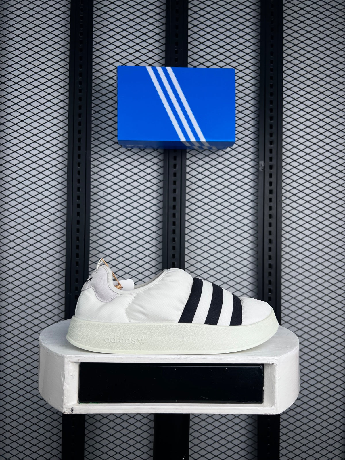Padded nylon slip-on sneaker with bold stripes