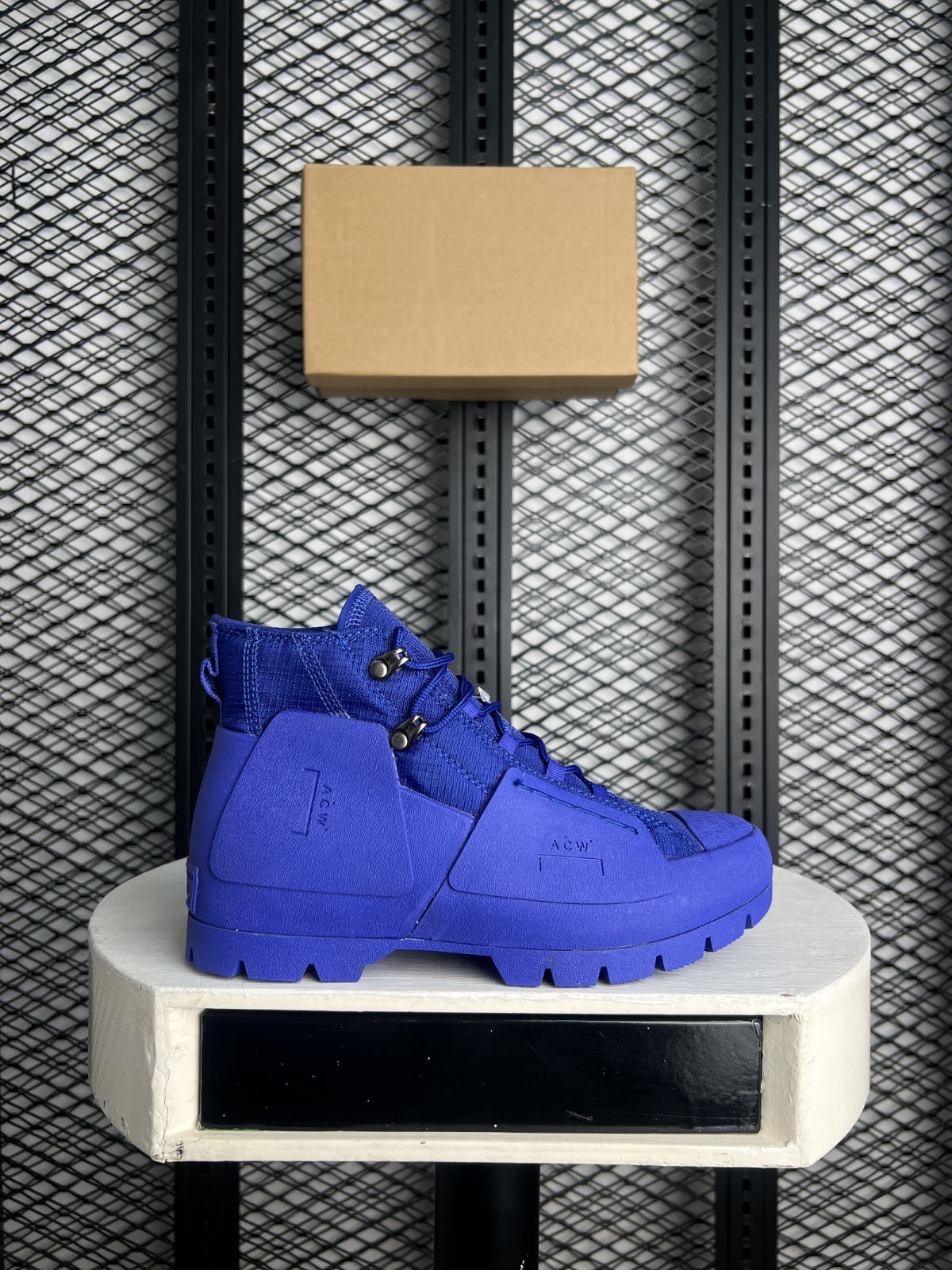 Textured textile boot in royal blue