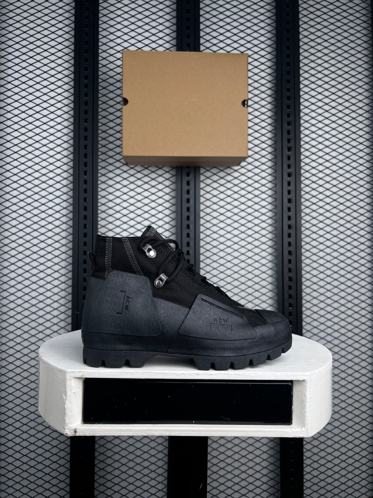 Textured textile boot in black