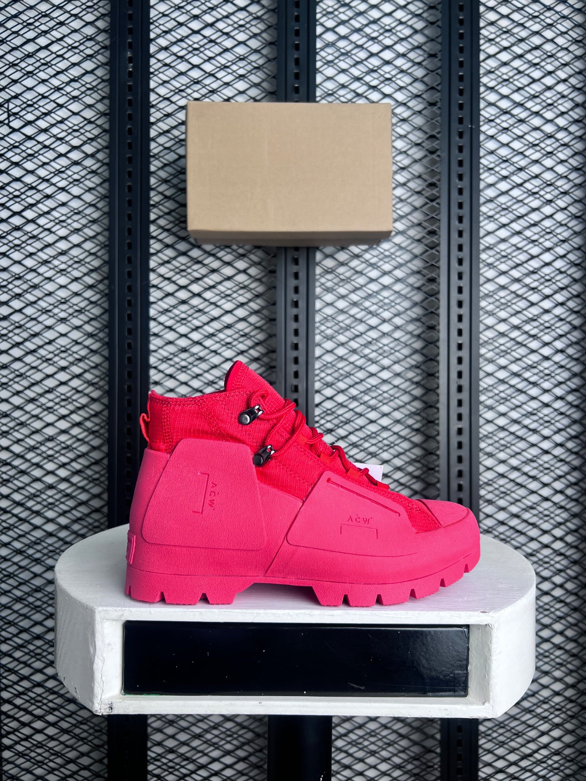 Matte textile boot in red