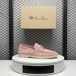 Textured nubuck loafer in pink
