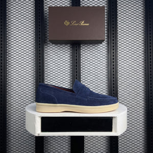 Thick-soled slip-on loafer in deep royal blue