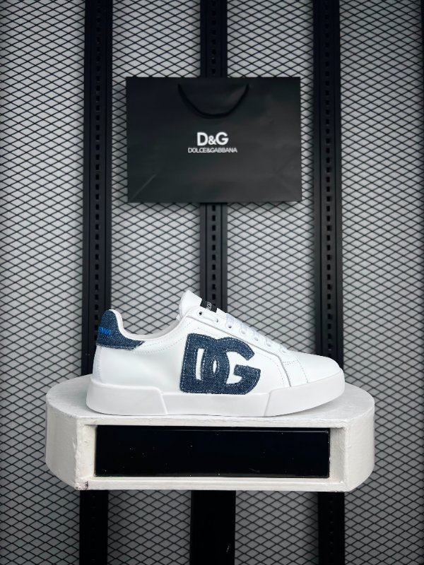 Sneaker White Blue Denim