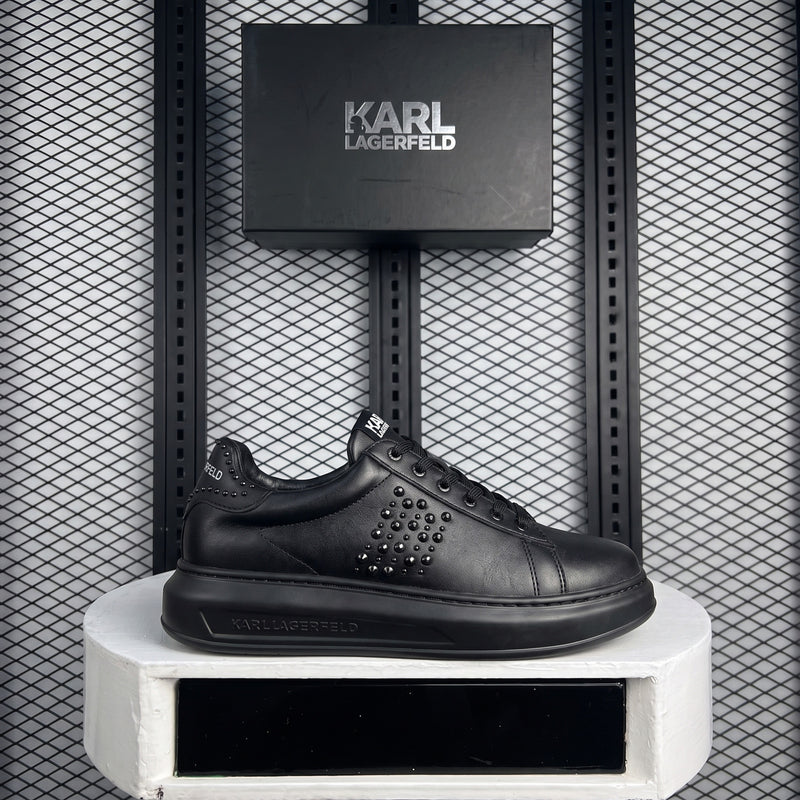 Stud-embellished chunky platform low-top sneakers in black