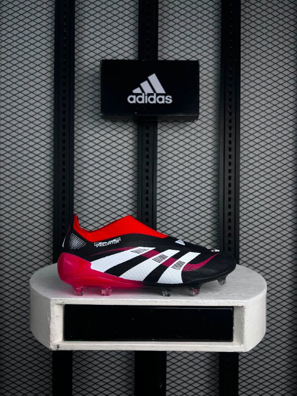 Elite Laceless FG Red Black Soccer Boots