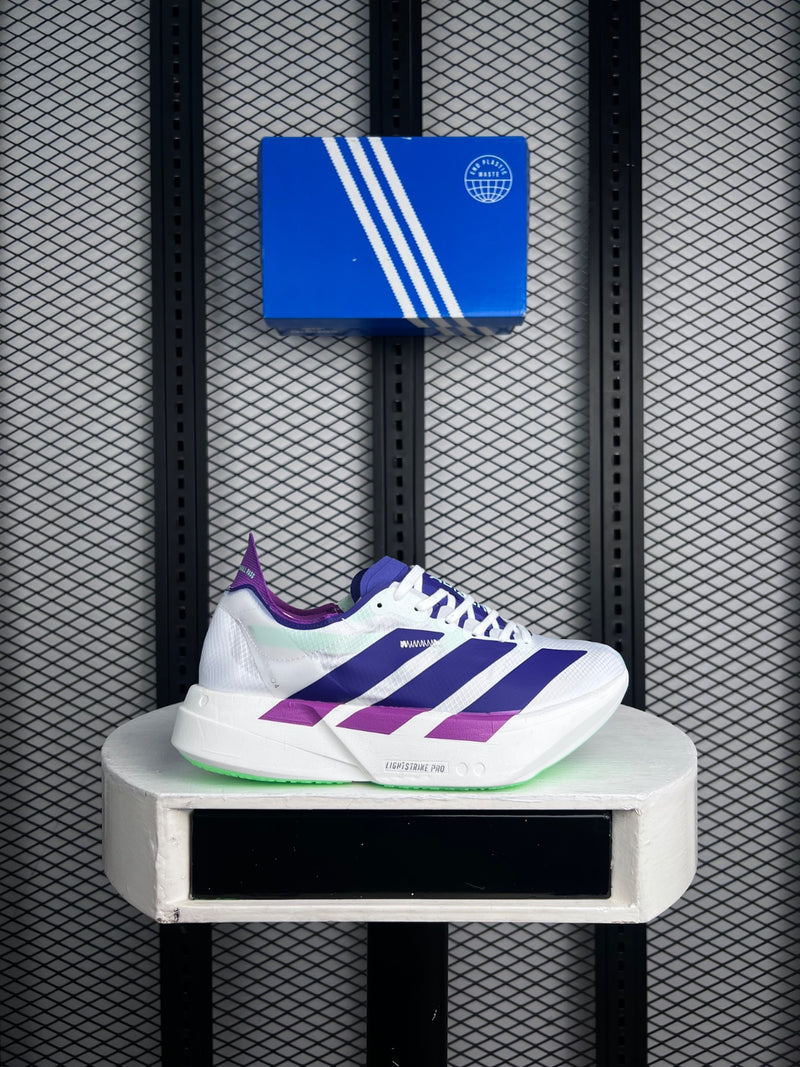 Cushioned road racing silhouette in white and purple