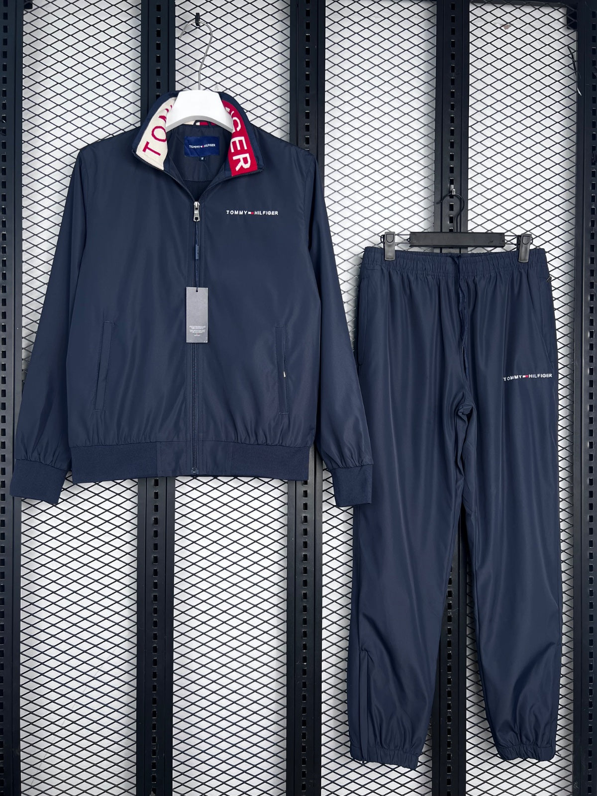 Navy zip-front tracksuit