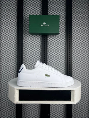Embroidered croc low-top trainer in white leather