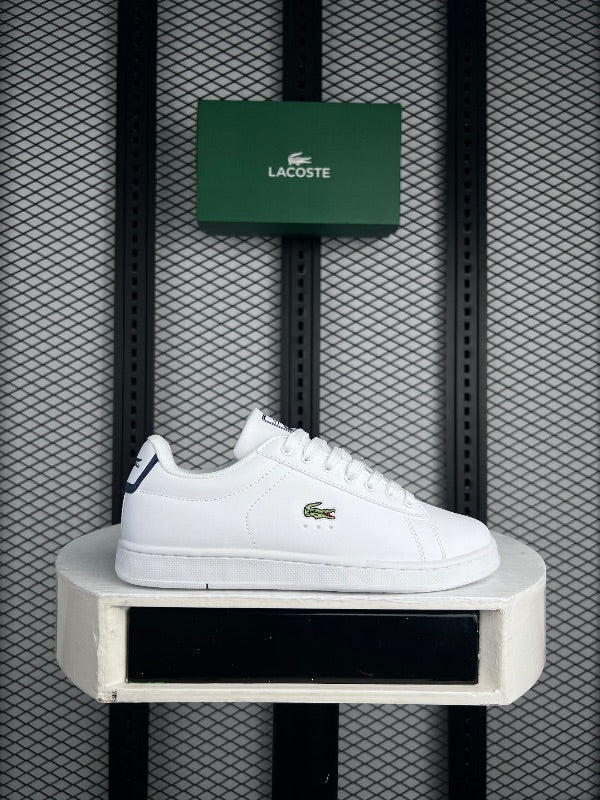 Embroidered croc low-top trainer in white leather