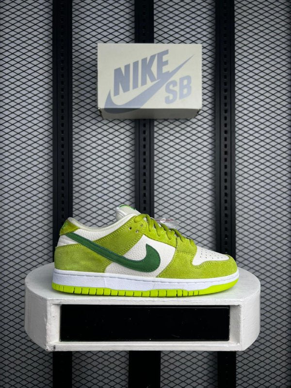 Cup-sole napped-leather trainer in bright apple green