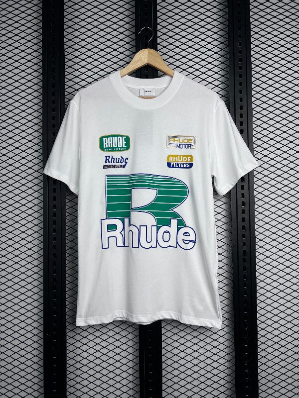 Cotton crewneck T-shirt with vintage motorsport graphic