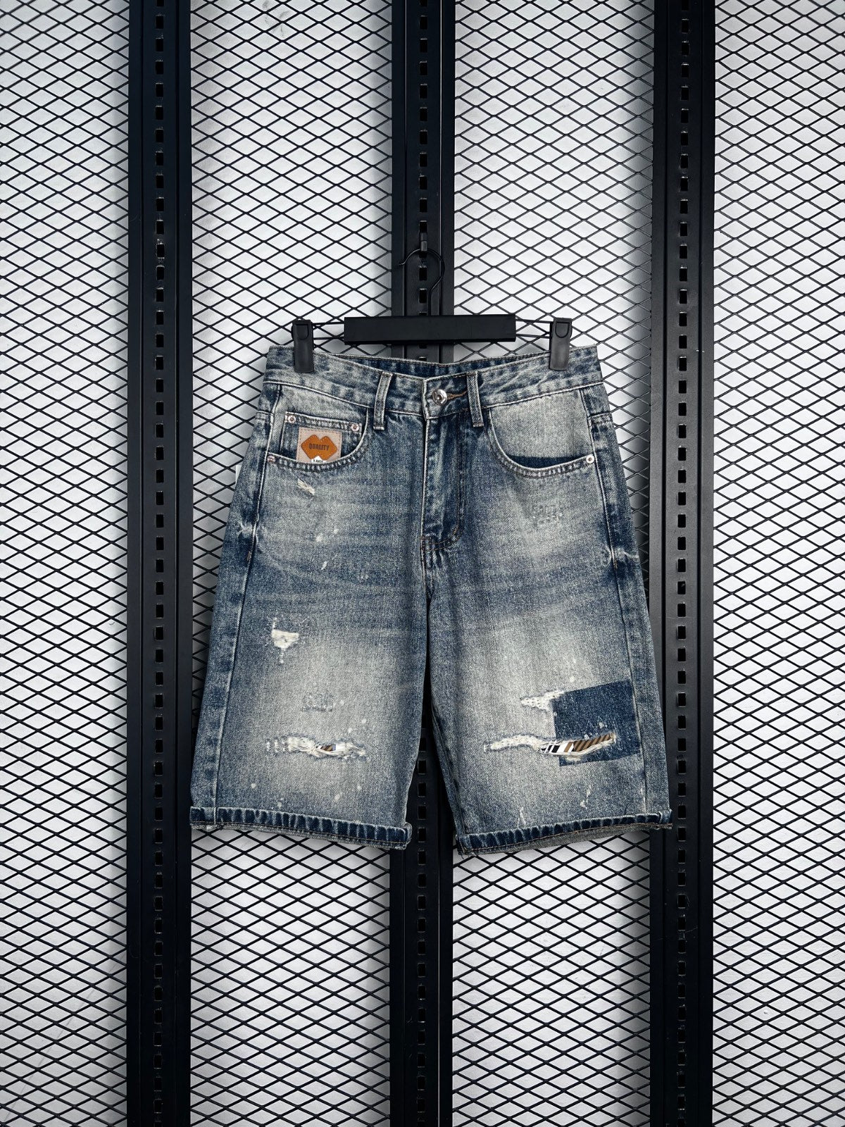 denim Shorts Distressed Black Denim