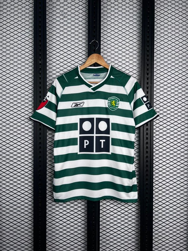 Sporting CP Home Jersey Green White Striped