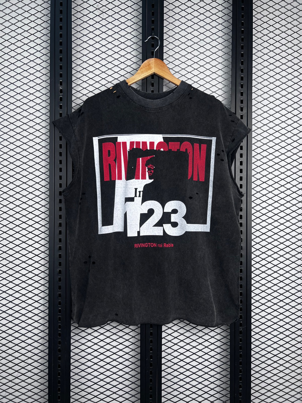 Graphic-print distressed washed cotton short-sleeve tee