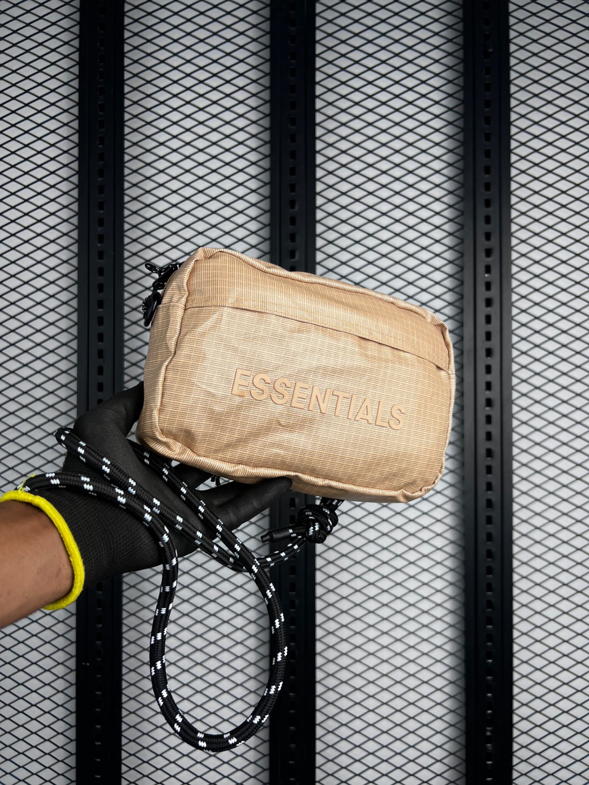 Ripstop nylon crossbody bag in textured grey