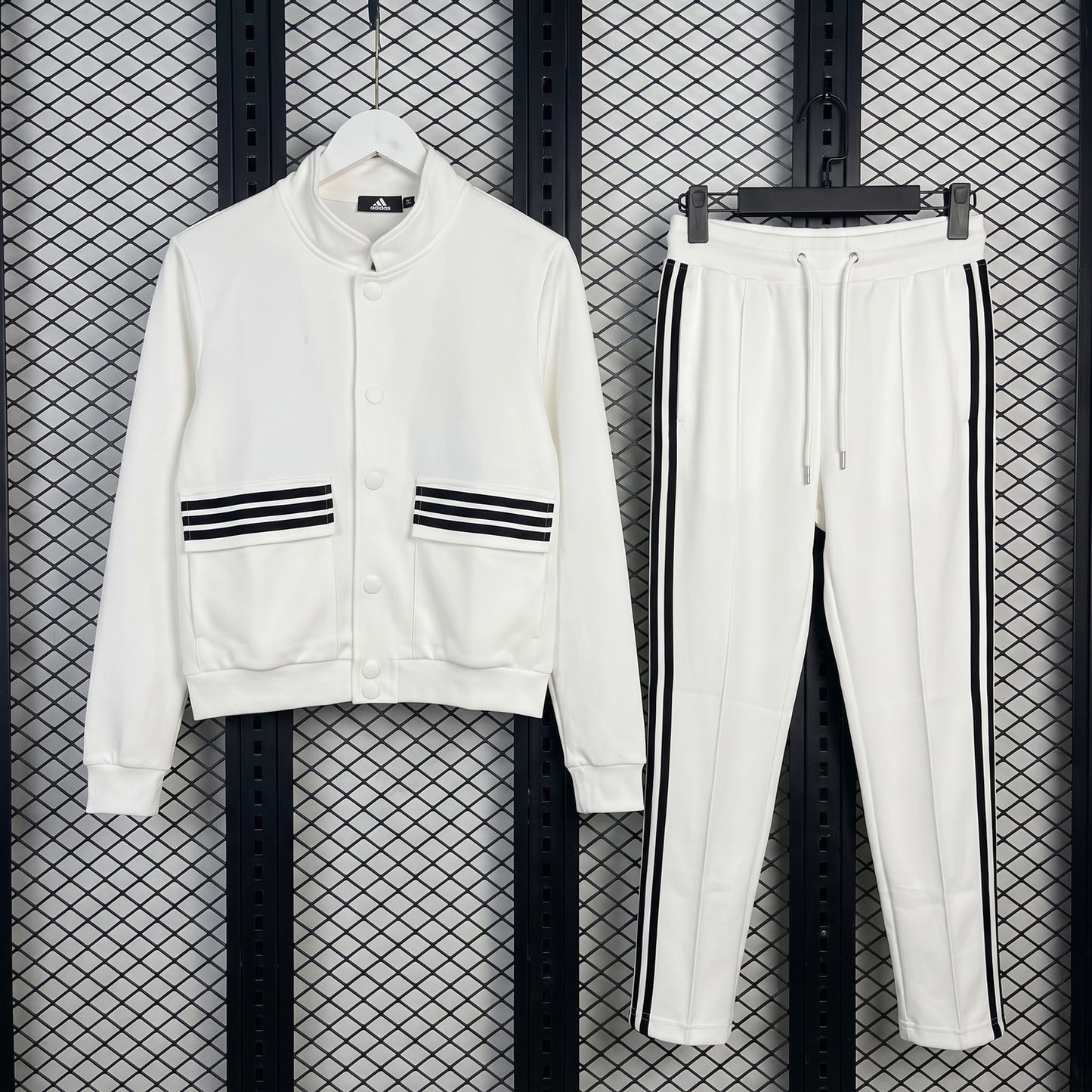 Snap-front tracksuit with contrast stripe details in white