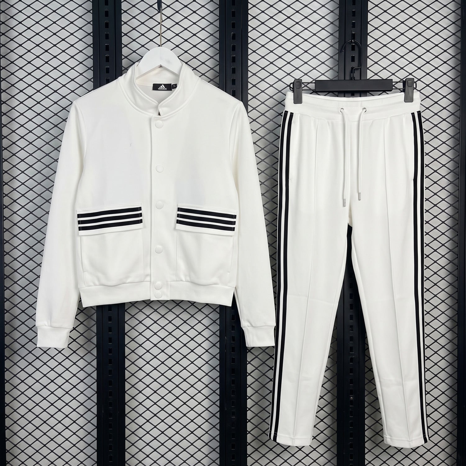 Snap-front tracksuit with contrast stripe details in white