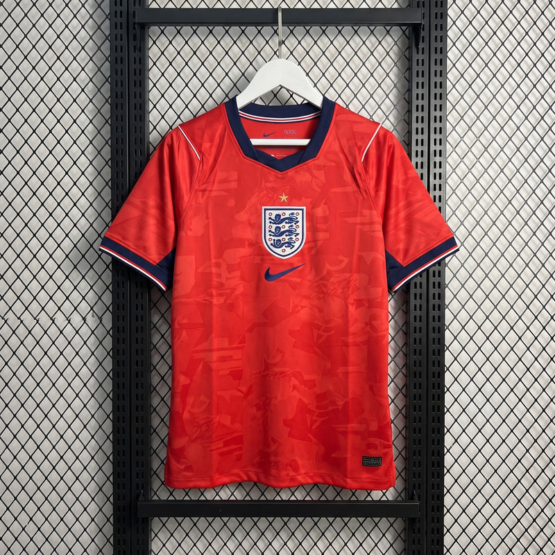 Tonal-jacquard red short-sleeve jersey with navy collar