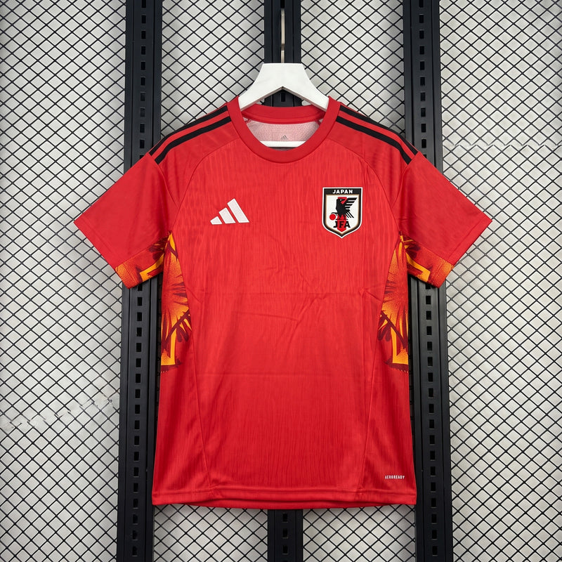 Flame-print side panel short-sleeve jersey in red