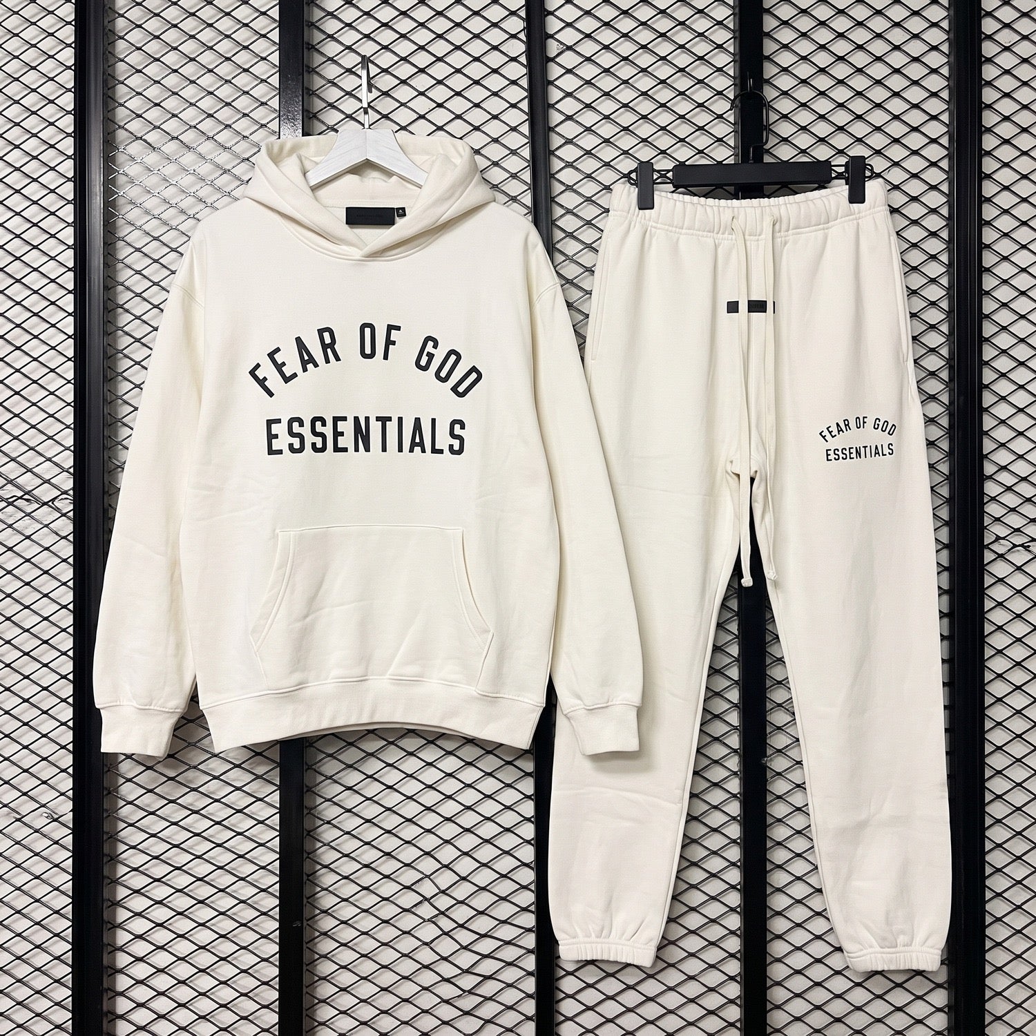Arched-letter graphic fleece tracksuit in crisp white