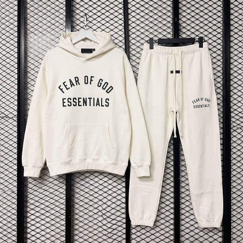Arched-letter graphic fleece tracksuit in crisp white