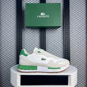 Colour-block matte textile runner in white and green on a chunky sole