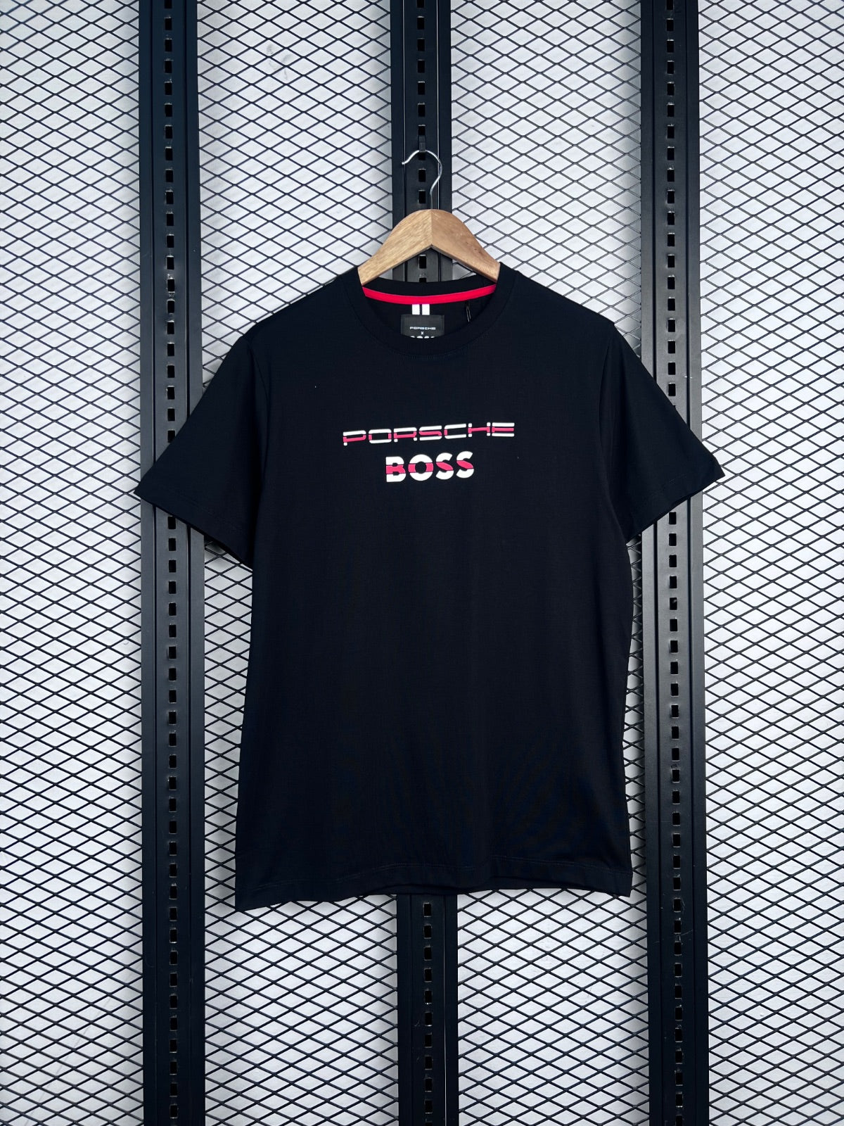 Chest text-graphic cotton crewneck t-shirt in black