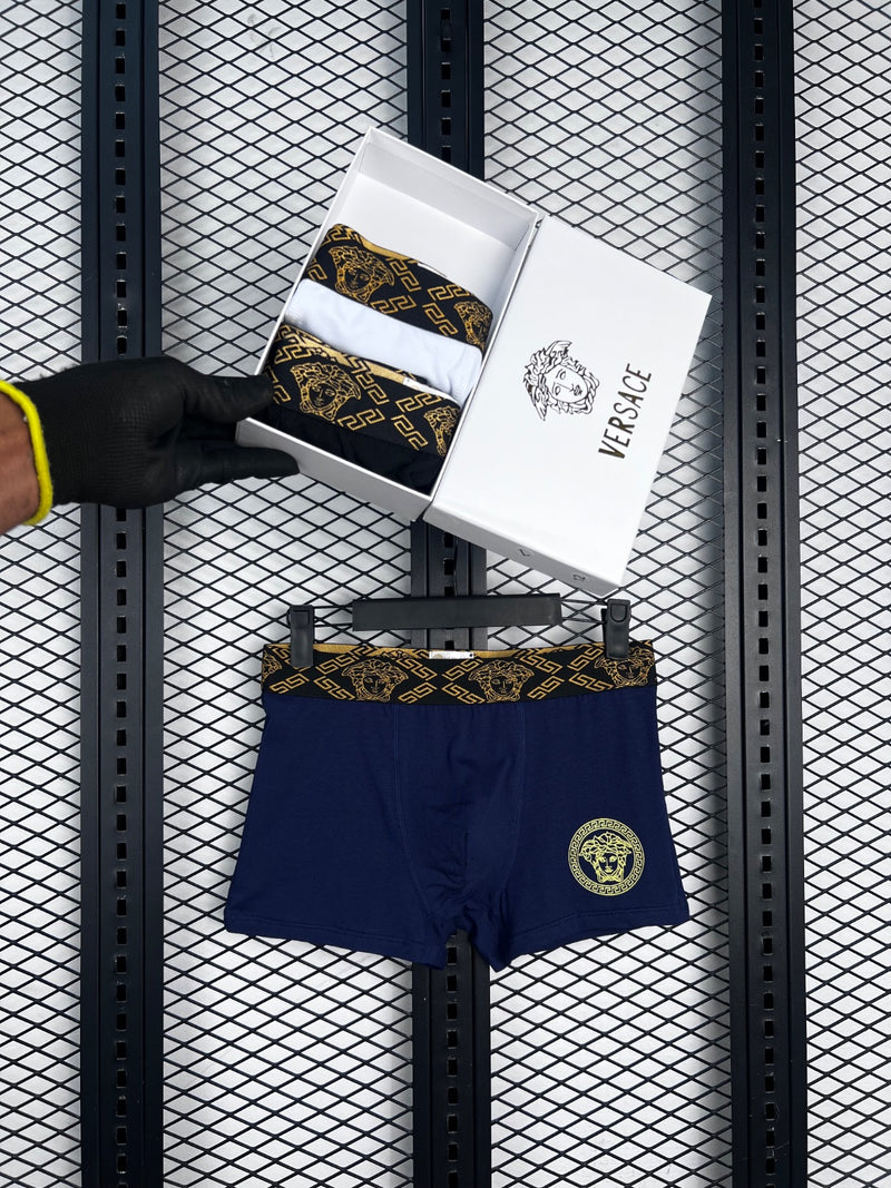 Gold-pattern elasticated waistband boxer trunks pack