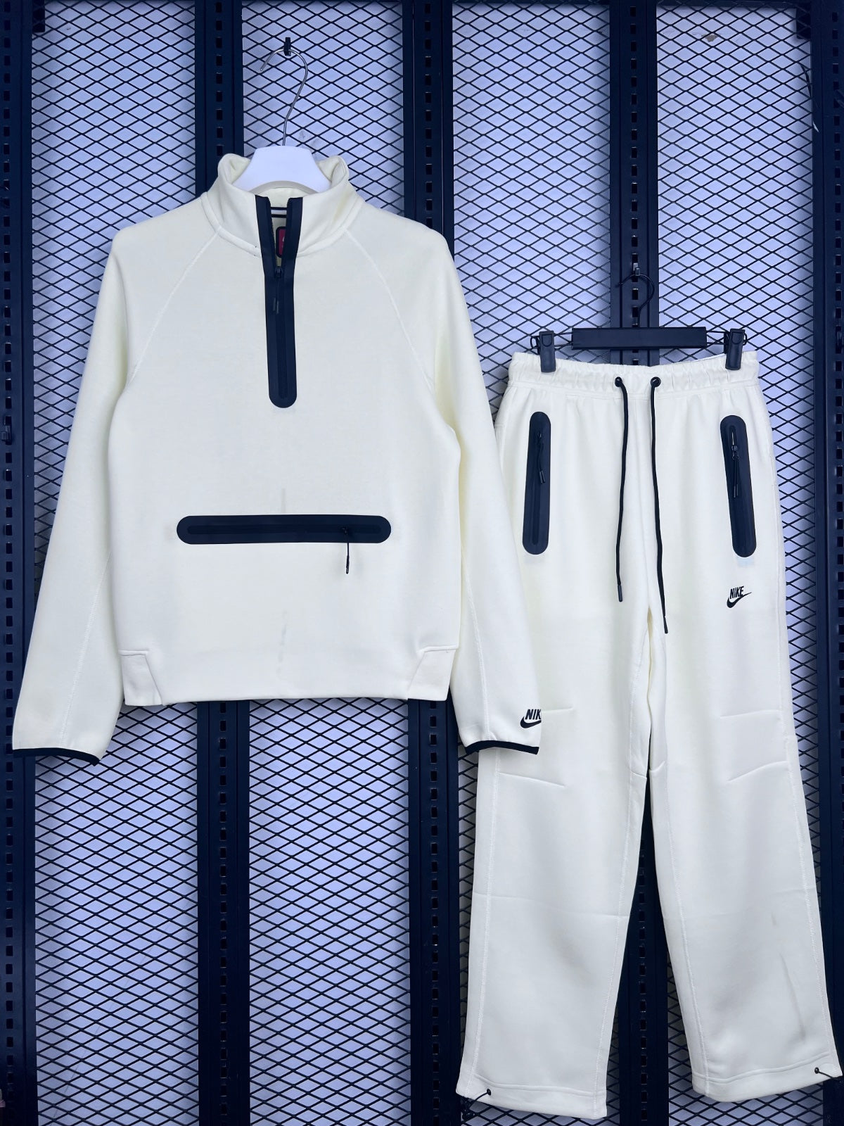 Taped-zip fleece tracksuit in pale lemon
