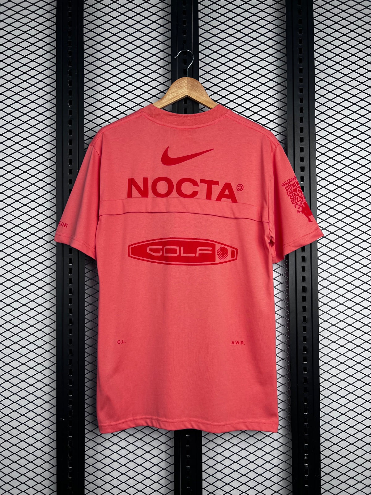 Vent-panel short-sleeve crewneck top in washed coral