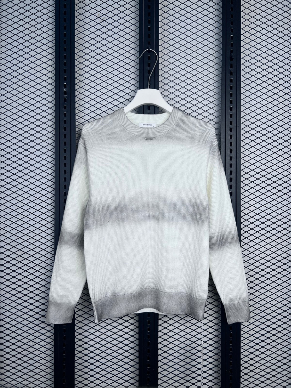 Metal bar detail ombré striped knit sweater