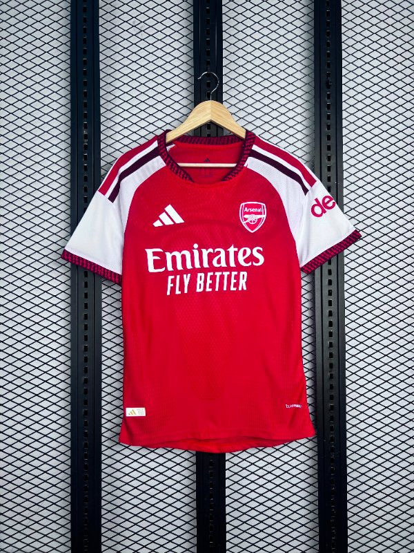 Patterned-trim raglan football jersey in red and white