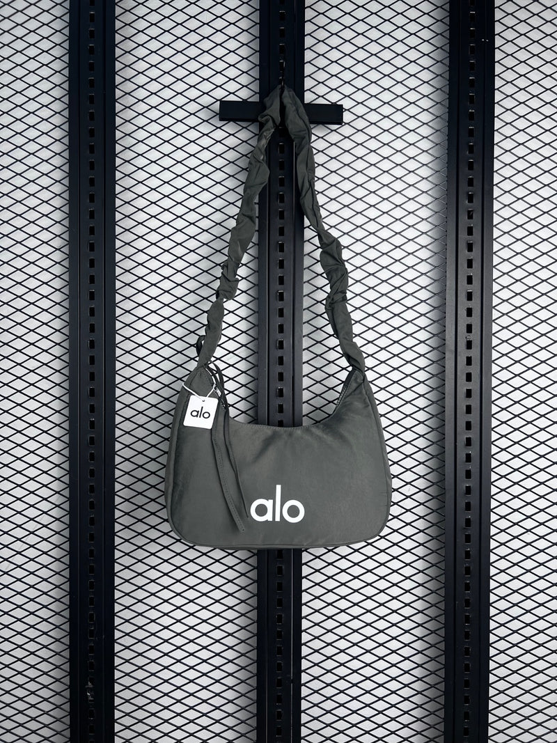 Crescent nylon shoulder bag in olive green